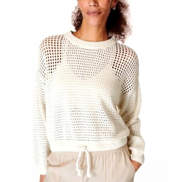 Sweaty Betty Women's Lily White Tides High Open Weave Jumper Size 12 - Picture 1 of 8